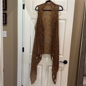 Leopard Print Sleeveless Duster Vest